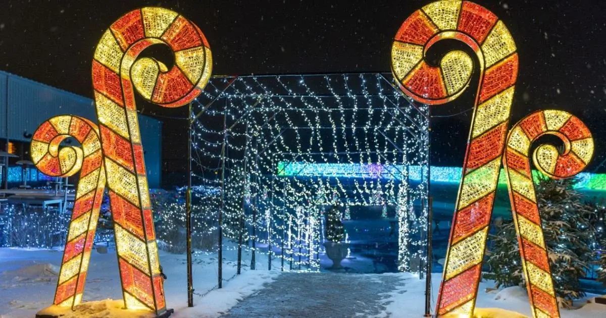 Candy cane light tunnel